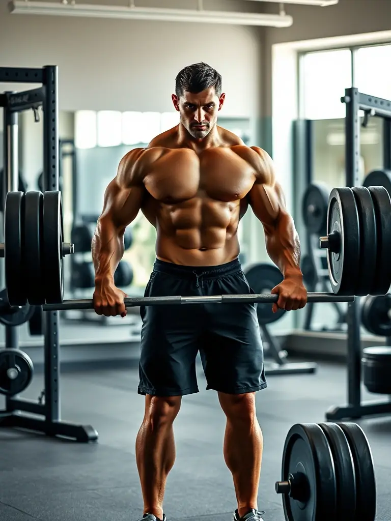 A person lifting weights in a strength training class, with a focus on proper form and technique. The image emphasizes the importance of strength training for overall fitness.
